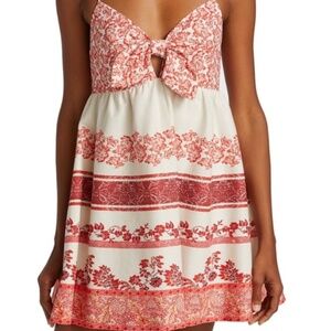 Alice and Olivia Melvina Tie-Front Gathered Babydoll Dress